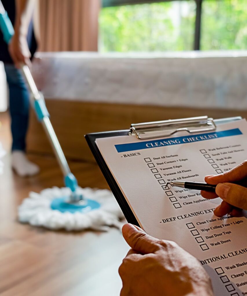 Get a free quote for professional commercial cleaning services! Our skilled team will clean your room thoroughly, using a mop and checklist for a spotless result.